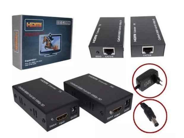 &+  EXTENSOR CABLE HDMI POR UTP RJ45 HASTA 60 MTS (1293)